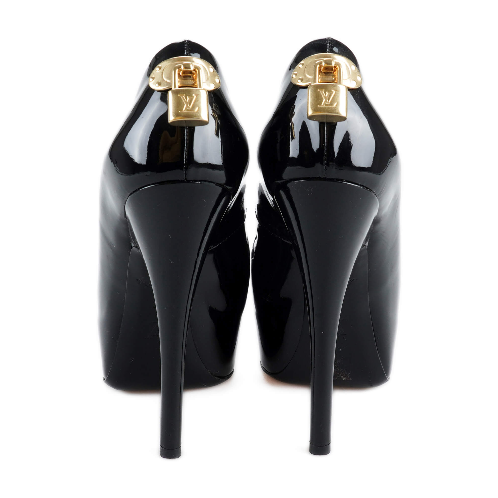 Louis Vuitton - Black Patent Leather Oh Really Platform Pumps